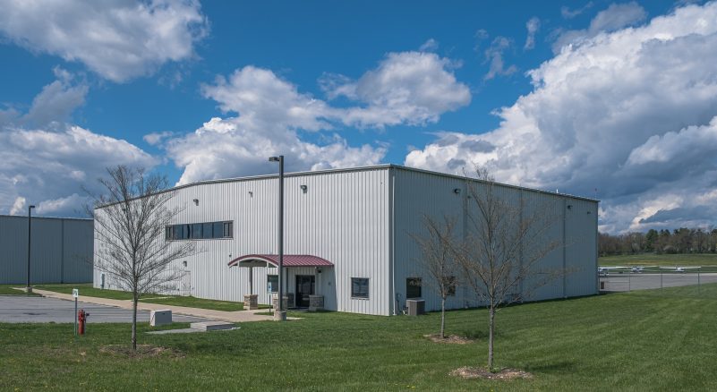 Exterior view of the Air Transportation Services hangar